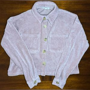 Fuzzy Pink Corduroy Ribbed Jacket XS